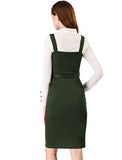 Women's Jumper Dress Button Front Tie Waist Stretchy Suspender Pinafore Overalls