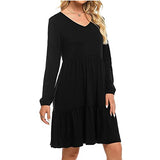 Women's Dress Sweet & Cute Dress Ladies Pullover Long Sleeve Autumn Solid Casual V-Neck Pocket Mini Dress Fancy Cocktail Dress Party Dress Maxi A-line Dress