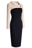 Women's Voguish Houndstooth Patchwork Slim Pencil Dress UKB238 | Women's Work Dresses