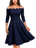 Women's Vintage Cocktail Party Half Sleeve Boat Neck Swing Dress | Women's Cocktail Dresses