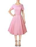 Women's 1950s Vintage Bowknot Audrey Hepburn Style Party Dresses Short Sleeves