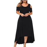 AMhomely Women Dress Sale Clearance Plus Size Ladies Sexy V-Neck Buttocks Draw Back Short Sleeve Dress Party Elegant UK Size