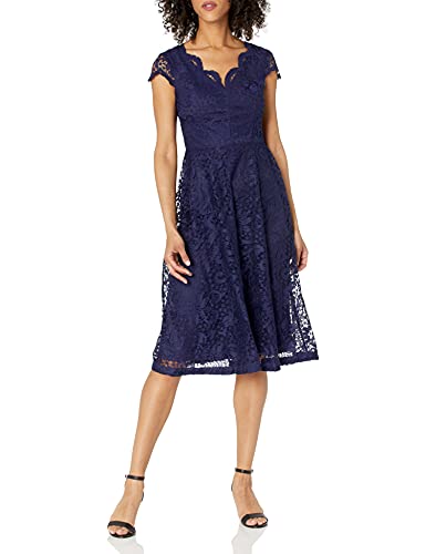 Women's Scalloped V-neck Lace Dress