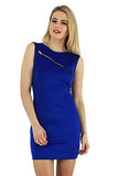 Women Sleeveless Tops Plain Mini Casual Zip Front Bodycon Dress