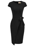 Women Vintage Cap Sleeve Irregular Neck Christmas Party Bodycon Dress