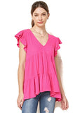 Women's Riki Ruffle Sleeve V-Neck Top | Original Brand | Women's Tops and Blouses