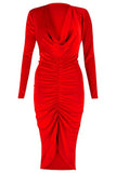 Ladies Velvet Front Ruched Bodycon Midi Dress Womens Cowl Neck Plain Shirt Fancy Party Dress