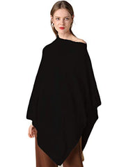 Women's Luxury Pure Cashmere Poncho Pashmina Autumn Winter Solid Knit Sweater Coat