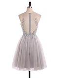 JAEDEN Short Lace Homecoming Dress Tulle Prom Party Gown See Through Back Cocktail Dress Sleeveless