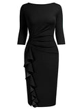 Women's Retro 4-Mar Sleeve Ruched Elegant Business Pencil Sheath Dress | Women's Work Dresses