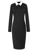 Women's Elegant Peter Pan Collar Wear to Work Sheath Dress with Sleeves | Women's Work Dresses