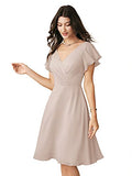 ALICEPUB V-Neck Chiffon Bridesmaid Dresses Short Cocktail Formal Dresses for Women Party with Flutter Sleeves