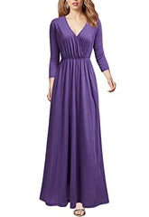 Purple Sleeve Women Cap Sleeve Loose Plain Pockets Maxi Casual Formal Long Dresses - REPHYLLIS | Women's Formal Dresses