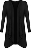 Womans Hanky Hem Jersey Long Sleeve Top Waterfall Open Cardigan UK 8-26 | Women's Cardigan