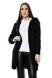 Ladies Chunky Cable Knitted Oversized Women Longline Hooded Cape Long Cardigan | Women's Cardigan