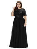 Women's A-Line Empire Waist Embroidery Plus Size Evening Prom Dress 0904-PZ