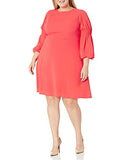 Women's Plus Size Smocked Long Sleeve Fit And Flare Dress