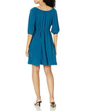 Women's Blouson Peasant Dress,  Teal,  Medium Petite | Original Brand