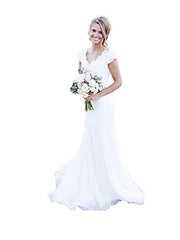 Full Lace Wedding Dresses Cap Sleeve Bridal Gowns