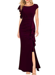 WOOSEA Women's Split Bodycon Mermaid Evening Cocktail Long Dress