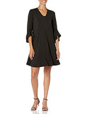 Women's Matte Jersey Three Quarter Sleeve Open Neck Dress | Women's Work Dresses