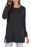 Women's Fall Long Sleeve Side Split Loose Casual Pullover Tunic Tops | Women's Tops and Blouses