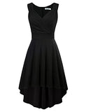 Women 50s High-Low Party Prom Dress V-Neck Sleeveless A-Line Flared Banquet Dress