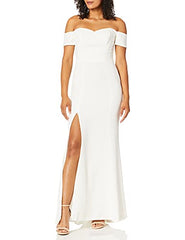 Women's Logan Off Shoulder Sweetheart Bodycon Long Gown Dress W Slit