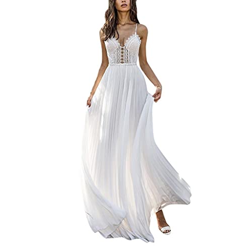 Wedding Dresses For Women Lace Bridal Gown Backless Sleeveless V Neck White Beach Wedding Party Dress