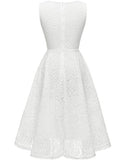 Women Floral Lace Bridesmaid Party Dress Short Cocktail Dress With Boatneck | Women's Casual Dresses