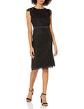 Women's Lace Midi Length Party Sheath Dress With Tie Back