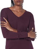 Burgundy Women's Lightweight Long-sleeve V-neck Tunic Jumper - Ae Store | Women's Jumpers