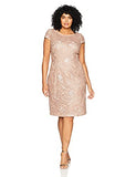 Women's Plus-size Midi Cap Sleeve Dress With Sequin