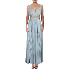 Womens Eve Pleated Lace Inset Evening Dress