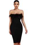 Women's Sexy Off Shoulder Feather Bandage Evening Club Party Dress