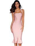 Womens Rayon Halter Fishtail Bandage Party Dress