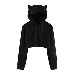 Women's Long Sleeve Hoodie Cat Ear Sweatshirt Hooded Pullover Tops Blouse for Women Teen Girls