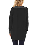 Womens Long Sleeve Colorblock Soft Casual Tops with Pockets