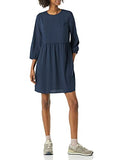 Women's Satin Georgette 3/4 Sleeve Crew Neck Mini Dress