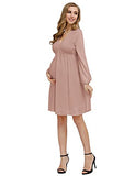 Women's Swiss Dot Long Sleeve Bridesmaid Dress V Neck Maternity Dress