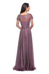 Women's V-neck Lace Long Mother Of The Bride Dress With Pockets Formal Evening Gown