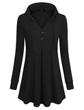 Lotusmile Women's Long Sleeve Hooded Tunic Tops Button Swing Pullover Hoodie Sweatshirts | Women's Casual Dresses