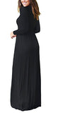 Women's Long Sleeve Loose Plain Maxi Dresses Casual Long Dresses with Pockets