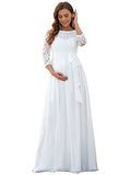 Women's Long Sleeve Wrapped Ruched Maxi Party Maternity Dress with Belt 20790