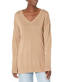 Camel Heather Lightweight V-neck Tunic Sweater - Ae Store | Women's Jumpers