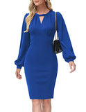 Women Lantern Long Sleeve Office Pencil Dress Wear to Work Sheath Dresses Knee Length | Women's Work Dresses