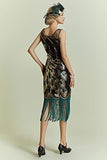 BABEYOND 20's Vintage Peacock Sequin Fringed Party Flapper Dress