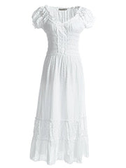 Inspired Cap Sleeve Lace Trim Dress