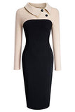 Women's Voguish Houndstooth Patchwork Slim Pencil Dress UKB238 | Women's Work Dresses