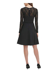 Women's Lace Sleeve Fit And Flare Dress